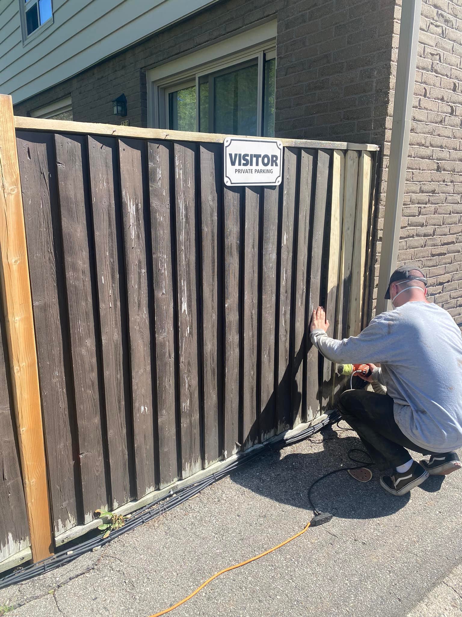 Deck railing sanding and staining in Burlington