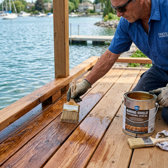 Beaver Wood Restoration team performing professional oakville wood care and deck staining services